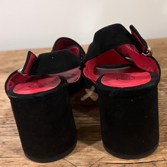 Pas de Rouge Black Suede Block Heel Sandals - Picture 3 of 4